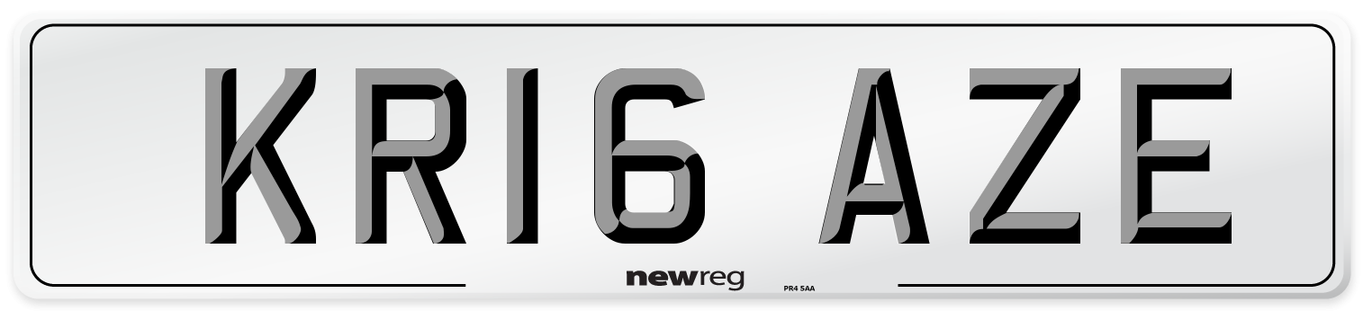 KR16 AZE Number Plate from New Reg
